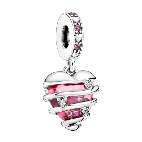 Hạt Vòng Charm Pandora Reveal Your Love Heart Spiral Dangle 791131C01 Màu Bạc Phối Hồng