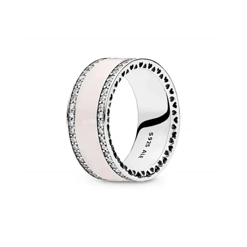 Nhẫn Nữ Pandora Silver Ring With Clear Cubic Zirconia And Pink Enamel 191024EN40 Màu Hồng Size 56