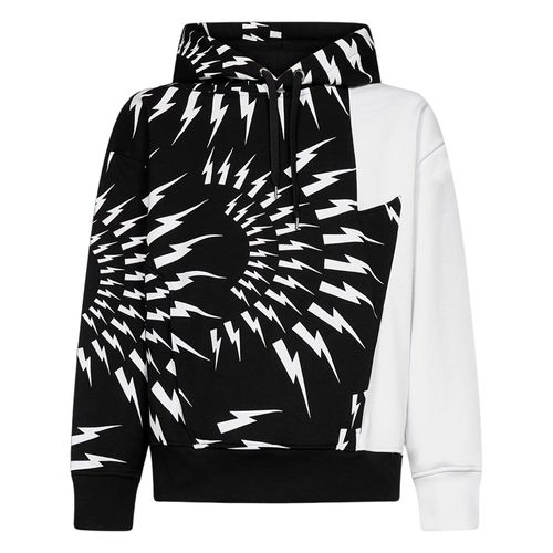 Áo Hoodie Nam Neil Barrett BJS052SS509S Motif Print Drawstring Màu Đen Trắng Size S