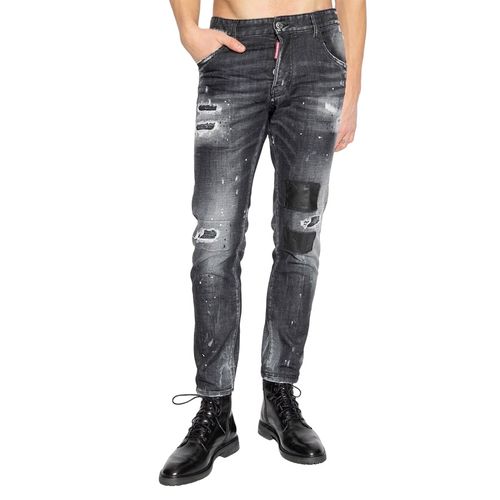 Quần Jean Nam Dsquared2 Black Ripped Leather Wash Skater S74LB1223 Màu Đen Size 52