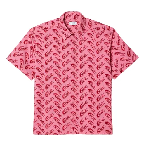 Áo Sơ Mi Cộc Tay Nam Lacoste Men's Short Sleeve Vintage Print Shirt CH5793-51 Màu Hồng Size 38