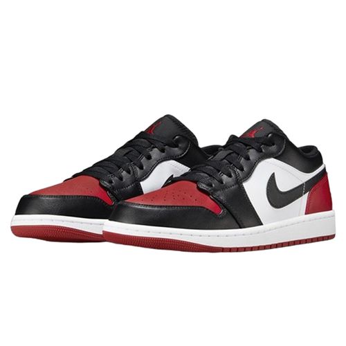 Giày Thể Thao Nike Air Jordan 1 Low Bred Toe 553558-161 Màu Đen Đỏ Size 45