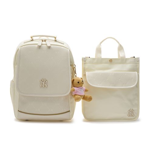 Set Balo Trẻ Em MLB New York Yankees 7ABKMD14N-50CRS Màu Trắng 3 Món ( Balo + Túi Tote + Gấu Bông)