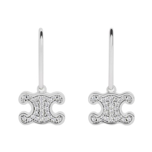 Khuyên Tai Nữ Celine Triomphe Rhinestone Earrings In Brass With Rhodium Finish And Crystals Silver 460GC6BZI.36SI Màu Bạc