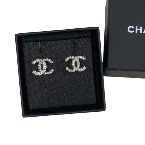 Khuyên Tai Nữ Chanel CC Earrings Màu Bạc