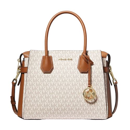 Túi Xách Tay Nữ Michael Kors MK Mercer Medium Logo Belted Satchel 35F2GM9S8B Màu Vanilla  