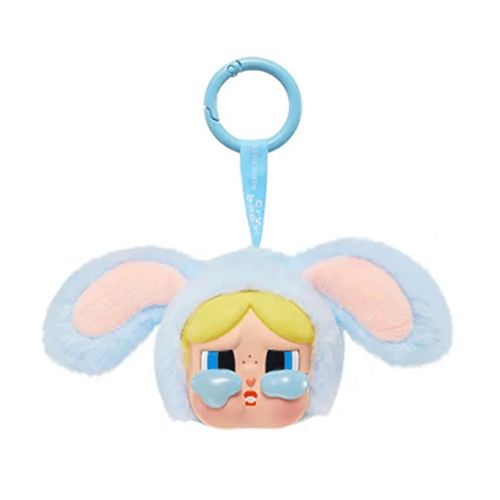 Móc Khóa Pop Mart Crybaby × Powerpuff Girls Series Vinyl Face Plush Bunny Bubbles Màu Hồng Xanh