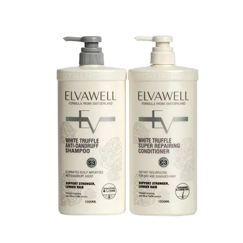 Cặp Dầu Gội Giảm Gàu Siêu Suôn Mượt Elvawell White Truffle Anti-dandruff (1000ml+1000ml)