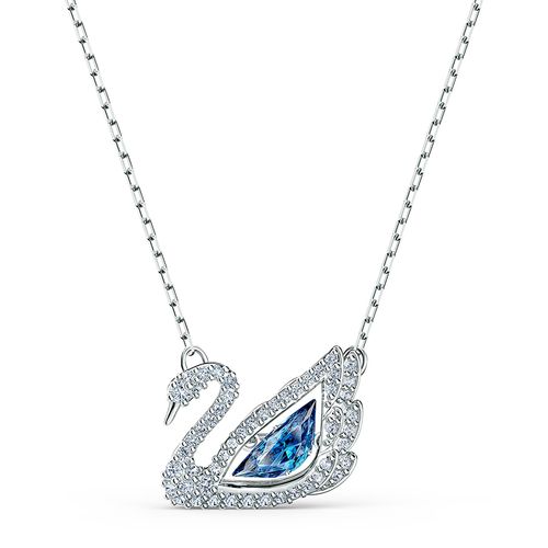 Dây Chuyền Nữ Swarovski Dancing Swan Necklace, Blue, Rhodium Plated 5533397 Màu Bạc (Box Hồng)