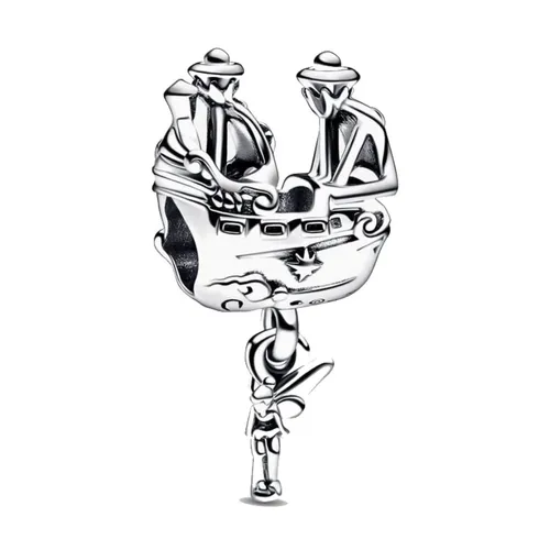 Hạt Vòng Charm Pandora Disney Tinkerbell & Captain Hook Pirate Ship Charm 792521C00 Màu Bạc