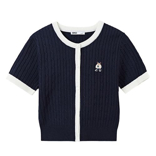 Áo Cardigan Nữ Spao Cable Crop Cardigan SPCKE37G42 Màu Xanh Navy Size S