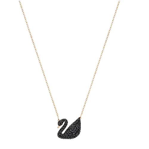 Dây Chuyền Swarovski Iconic Swan Pendant Black Rose-Gold Tone Plated 5204134 Thiên Nga Lớn