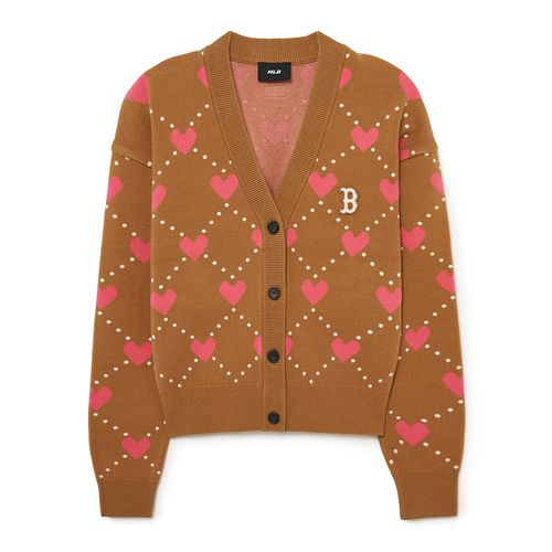 Áo Cardigan Nữ MLB Heart Cropped Cardigan Boston Red Sox 3FKCH0234-43CAS Màu Camel