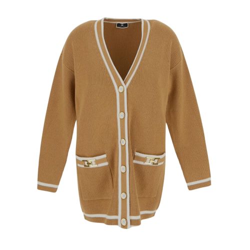 Áo Cardigan Nữ Elisabetta Franchi In Brown V-Neck Knitted MK71S36E2BF1 Màu Nâu Size 40