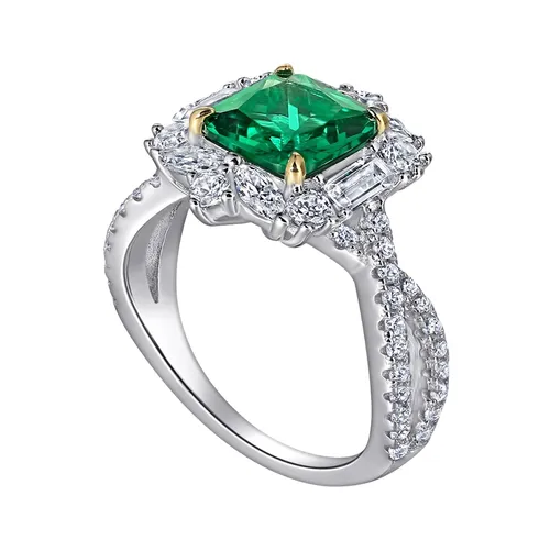 Nhẫn Nữ Kya Jewel Classic Glitzy SR127 Màu Bạc Phối Xanh