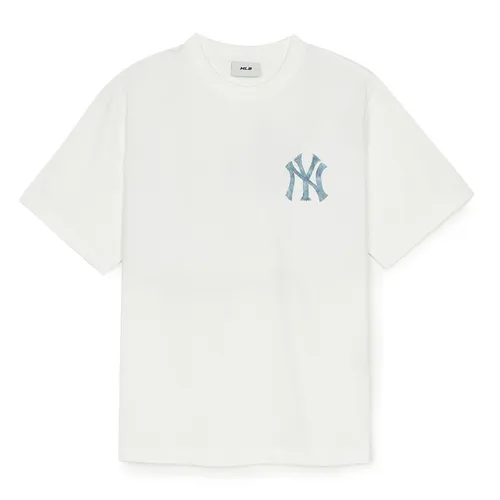 Áo Phông MLB Denimlike Monogram Big Lux Over Fit Tshirt New York Yankees 3ATSM0953-50IVS Màu Ivory Size M
