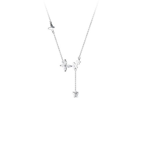 Dây Chuyền Nữ Lili Jewelry Choker Đính Đá CZ Con Bướm Xinh LILI_497535 Màu Bạch Kim