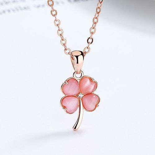 Dây Chuyền Nữ Lili Jewelry Đính Đá CZ Hình Cỏ 4 Lá Caroline LILI_125548 Màu Hồng