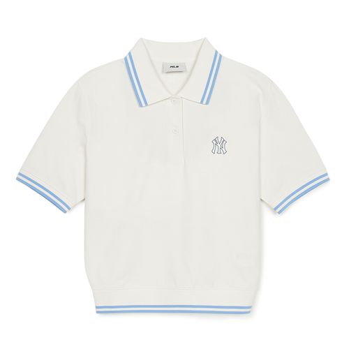 Áo Polo Nữ MLB Basic Crop Polo New York Yankees 3FPQB0253-50IVS Màu Trắng Kem Size M