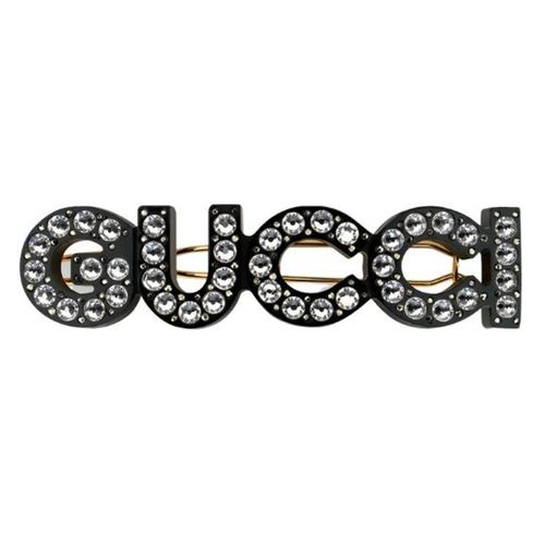 Kẹp Tóc Nữ Gucci Hair Slide In Gold Metal With Black Resin And Crystals 657510 I6325 8519 Màu Đen