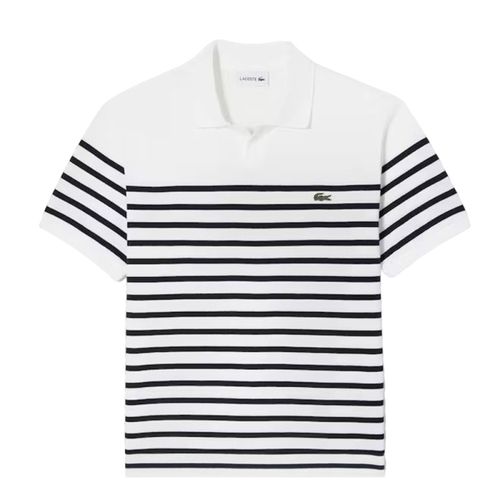 Áo Polo Nam Lacoste Men's Classic Fit Open Collar Marine Stripe PH3111 55GO 001 Màu Trắng/Đen Size 5