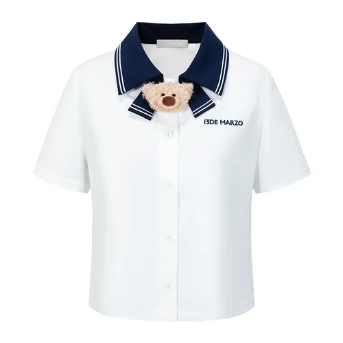 Áo Sơ Mi Nữ 13 De Marzo Bear Sailor Collar Shirt White Màu Trắng