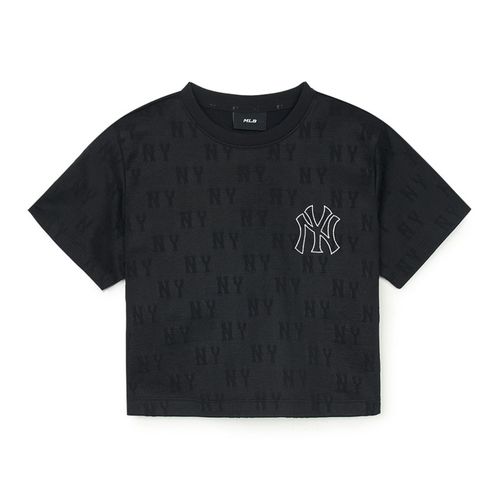 Áo Croptop MLB Women's Classic Mono Jacquard Crop Short Sleeve Tshirt New York Yankees 3FTSM0153-50BKS Màu Đen