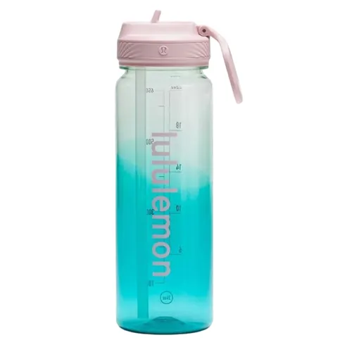 Bình Nước Lululemon Water Bottle Back To Life Clear Bottle Straw Lid Blue Sea Mist/ Sonic Teal/Pink Haze Màu Xanh Hồng 710ml