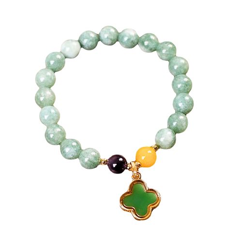 Vòng Đeo Tay Nữ Kya Jewel Ngọc Bích Blessing Clover NAB18 Màu Xanh
