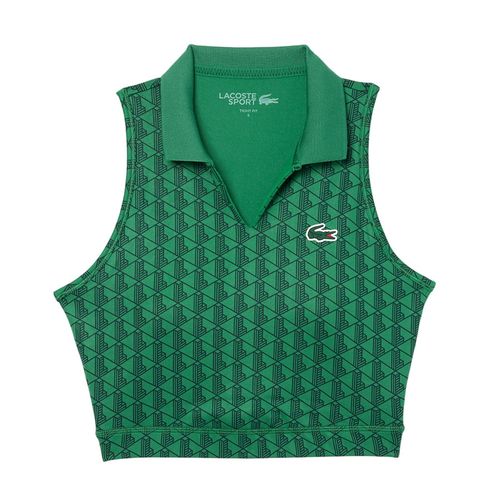 Áo Bra Nữ Lacoste Women's Monogram Print Stretch Sports Bra IF1027 00 QIJ Màu Xanh Green Size XS