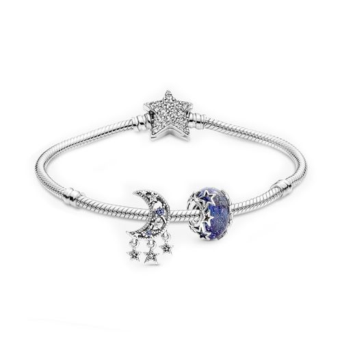 Vòng Đeo Tay Nữ Pandora Celestial Bleu Charm Bracelet Màu Xanh Bạc