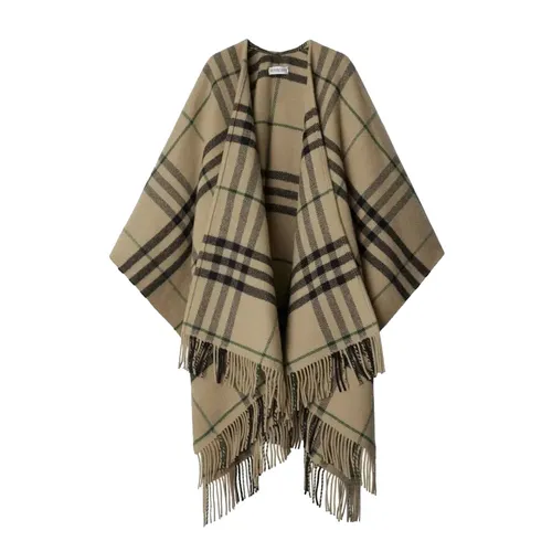 Khăn Quàng Cổ Nữ Burberry Check Cape Neutrals Màu Be Kẻ