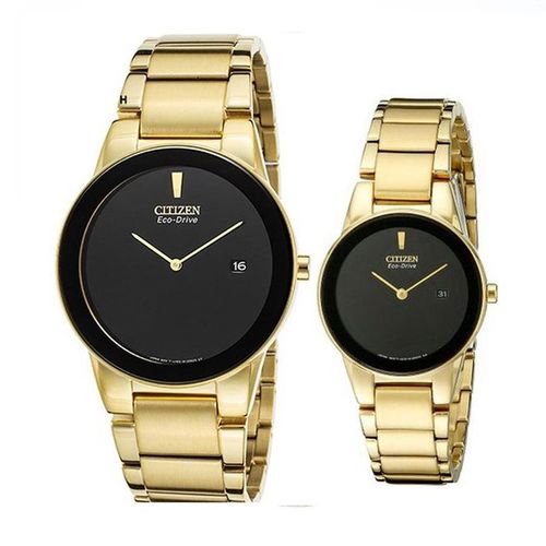 Đồng Hồ Đôi AU1062-56E Citizen - GA1052-55E Màu Đen Vàng