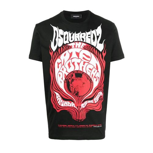 Áo Phông Dsquared2 Retro Caten Brothers Print T-shirt Màu Đen