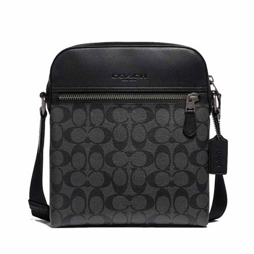 Túi Coach Nam Houston Flight Bag In Signature Canvas Charcoal Màu Đen