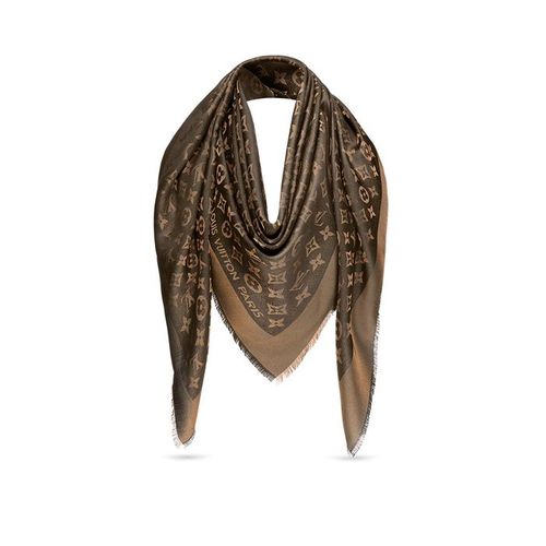 Khăn Louis Vuitton LV Monogram Shine Shawl M75122 Màu Nâu