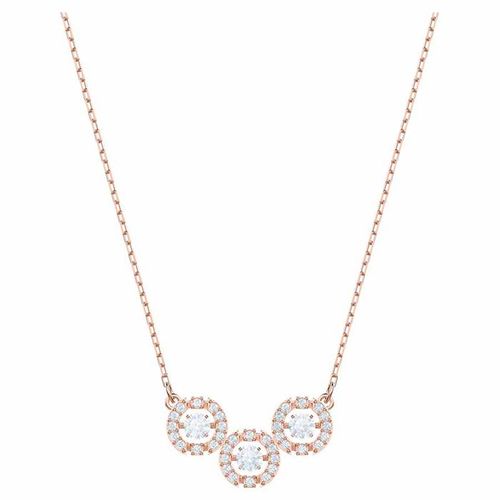 Dây Chuyền Swarovski Sparkling Dance Trilogy Necklace White Rose-gold Tone Plated