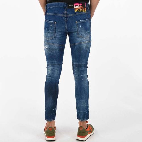 Quần Bò Dsquared2 Vintage Effect Tidy Biker Jeans Xanh Navy
