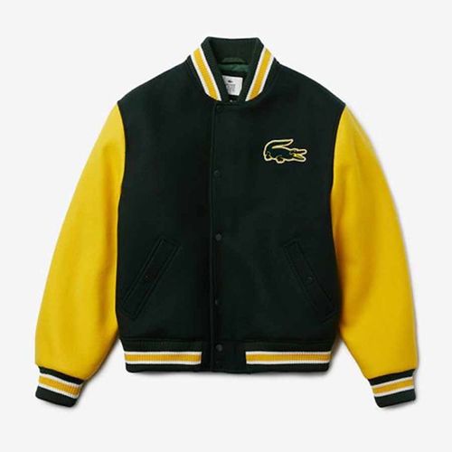 Áo Bomber Men's Lacoste Live Two-Tone Wool Blend Bomber Jacket Phối Màu Xanh Vàng Size 50