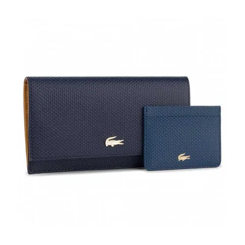 Set Ví Nữ Lacoste Slim Wallet CC Holder NF2738CE Peacoat Buckthorn Brown P C73