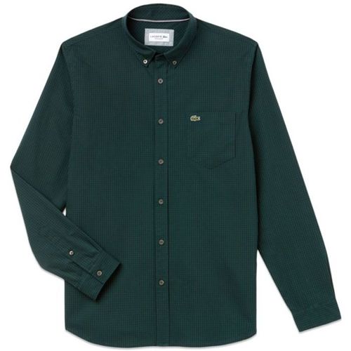 Áo Sơ Mi Nam Lacoste Gingham Shirt CH0483 00 DGZ Màu Xanh Green Size 40