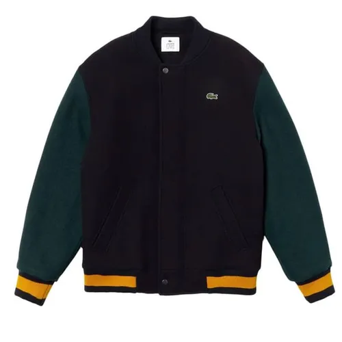 Áo Khoác Lacoste Retro Badge Wool Men Varsity Jacket Màu Đen Phối Xanh