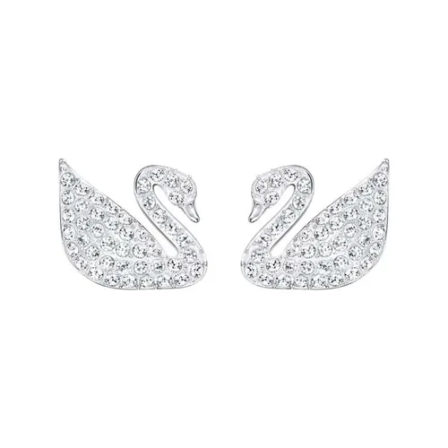 Khuyên Tai Swarovski Swan Pavé Stud Earrings Swan, White, Rhodium Plated 5161256