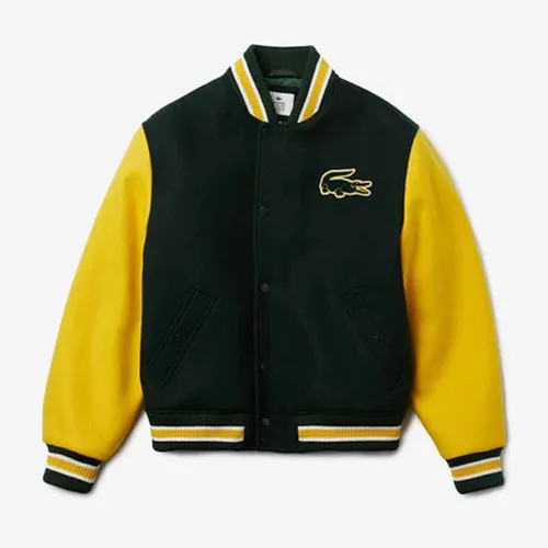 Áo Bomber Men's Lacoste Live Two-Tone Wool Blend Bomber Jacket Phối Màu Xanh Vàng Size 46