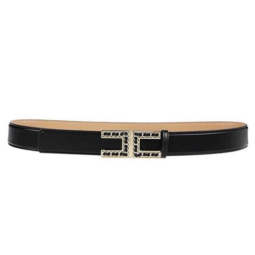 Thắt Lưng Nữ Elisabetta Franchi Logo Plaque Buckle Belt Màu Đen Size 44
