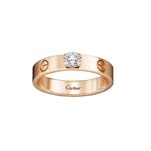 Nhẫn Jewery Luxury Love 1 Viên Kim Cương Vàng Hồng