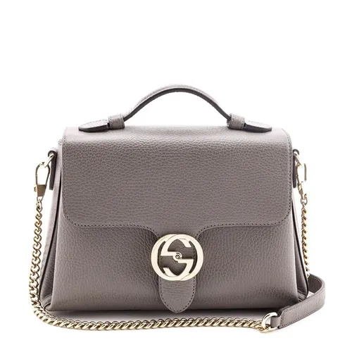Túi Đeo Chéo Gucci Gray Dollar Calfskin Interlocking G Top Handle Shoulder Bag Màu Xám