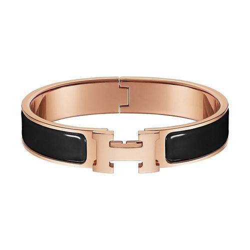 Vòng Đeo Tay Hermès Clic H Vàng Hồng Phối Đen Size PM