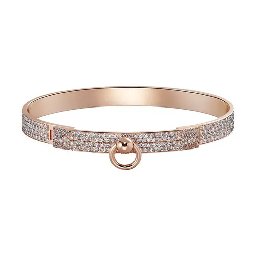 Vòng Đeo Tay Hermès Collier De Chien Đính 476 Kim Cương Vàng Hồng