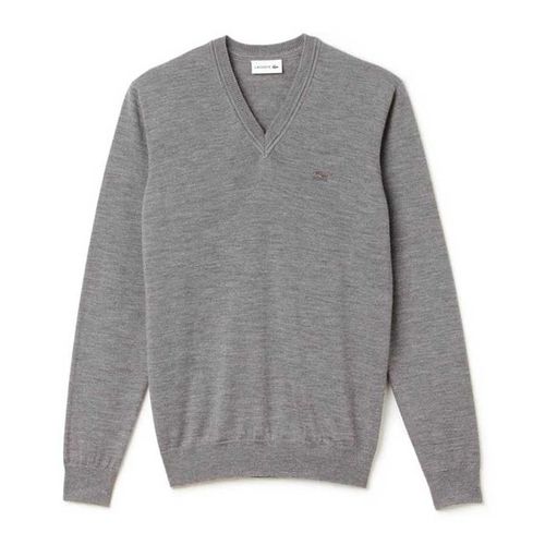 Áo Len Lacoste Men's V-Neck Wool Jersey Sweater AH2987-UWC Màu Xám Size S